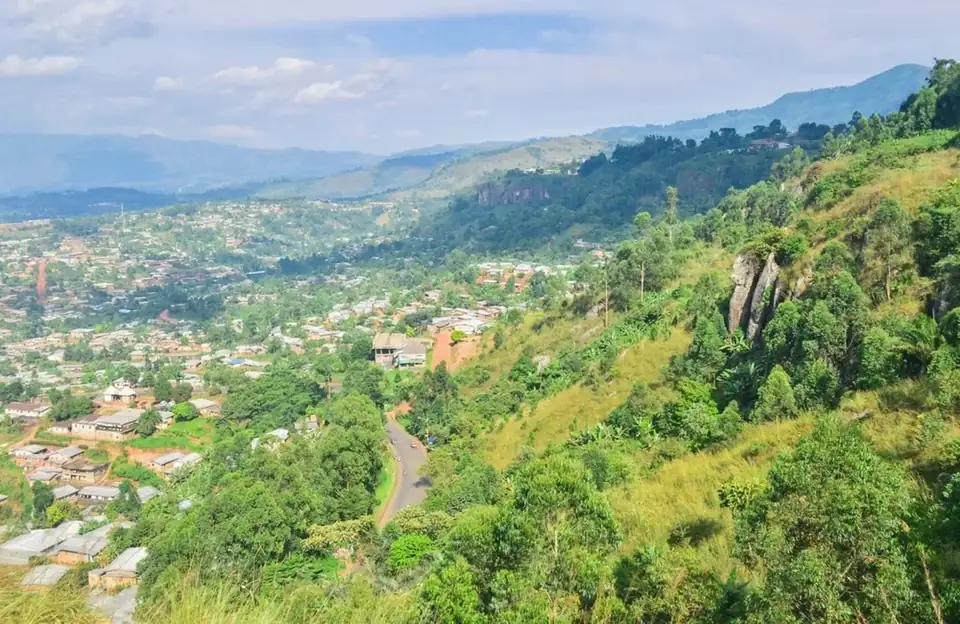 Green highlands and hillside neighborhoods of Bamenda, in Cameroon's Northwest Region